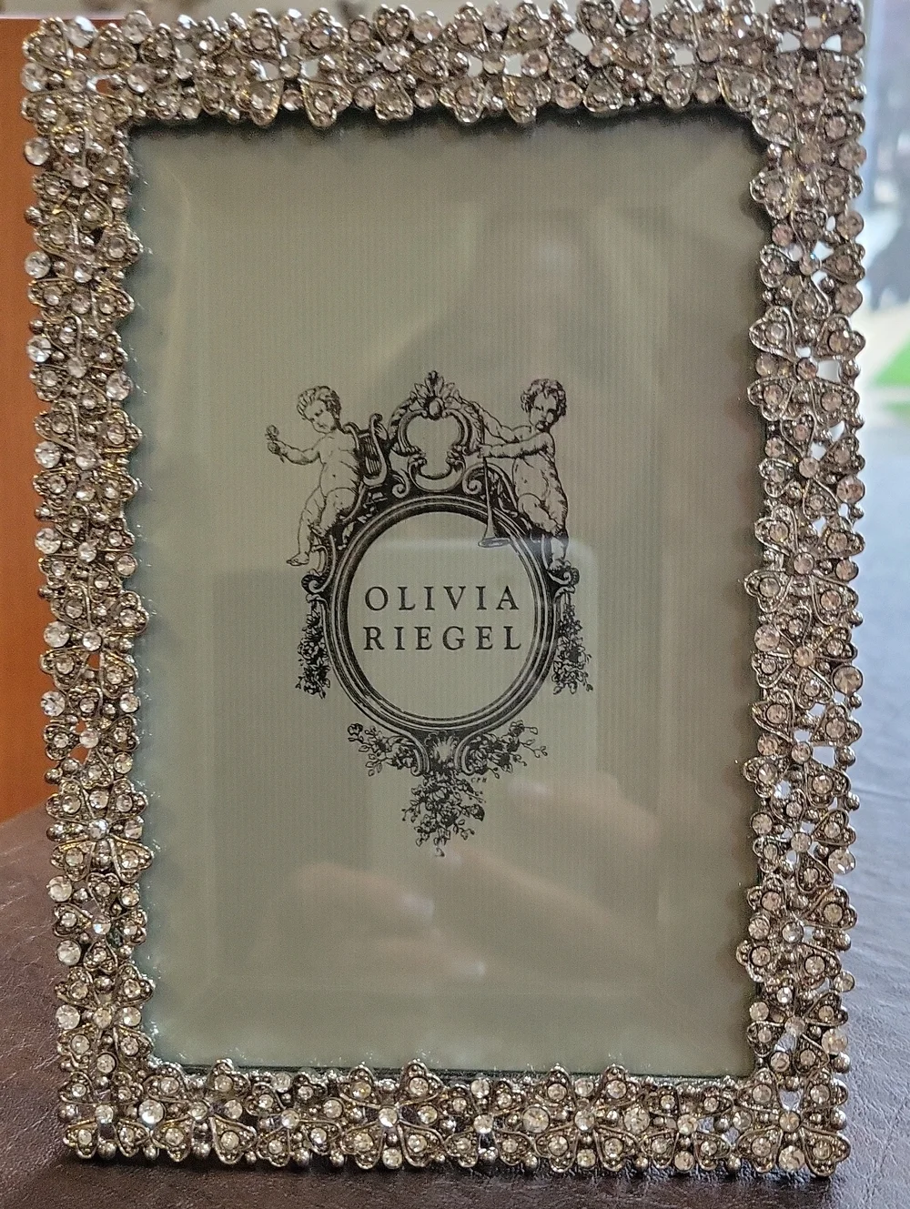 ​Olivia Riegel Silver Evie Crystal 4x6 Photo Picture Frame NEW RT1365